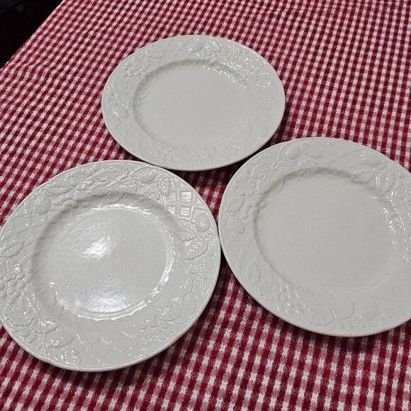 3 Mikasa English Countryside Salad Plate 8.5" white floral grapes basketweave vt - Picture 6 of 8